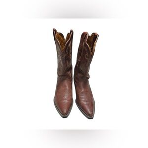 Vintage Twisted X Brown Leather Embroider Pull On Western Cowboy Boots 9.5